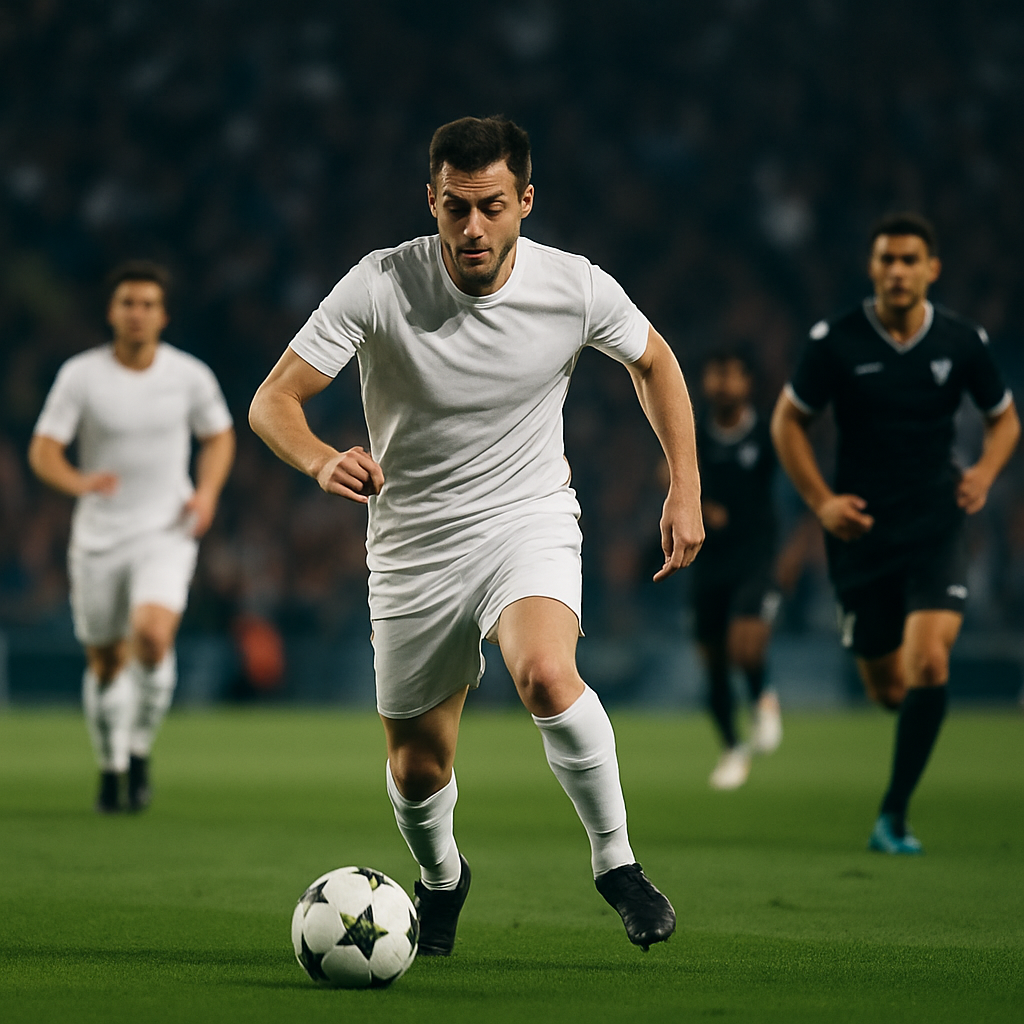 A newly signed footballer drives the ball forward in a decisive Azerbaijan Premier League