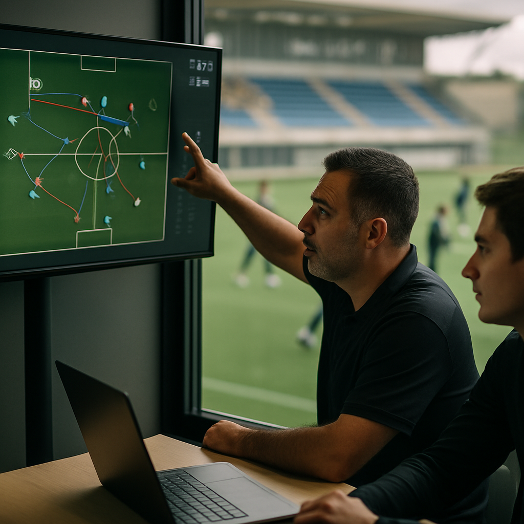 An Azerbaijani football coach and analyst use match data to discuss a tactical change