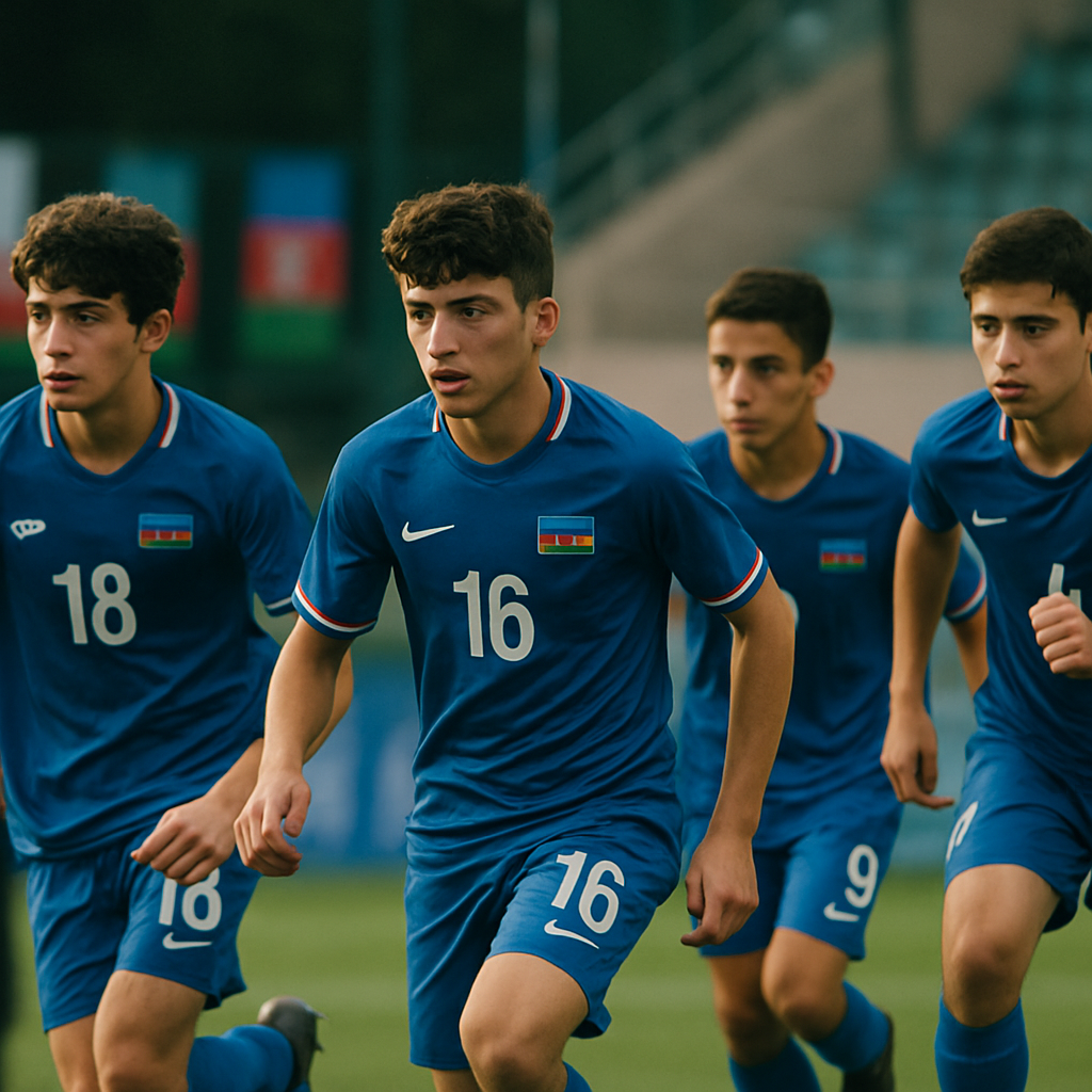Azerbaijani junior athletes compete together at an international youth tournament.